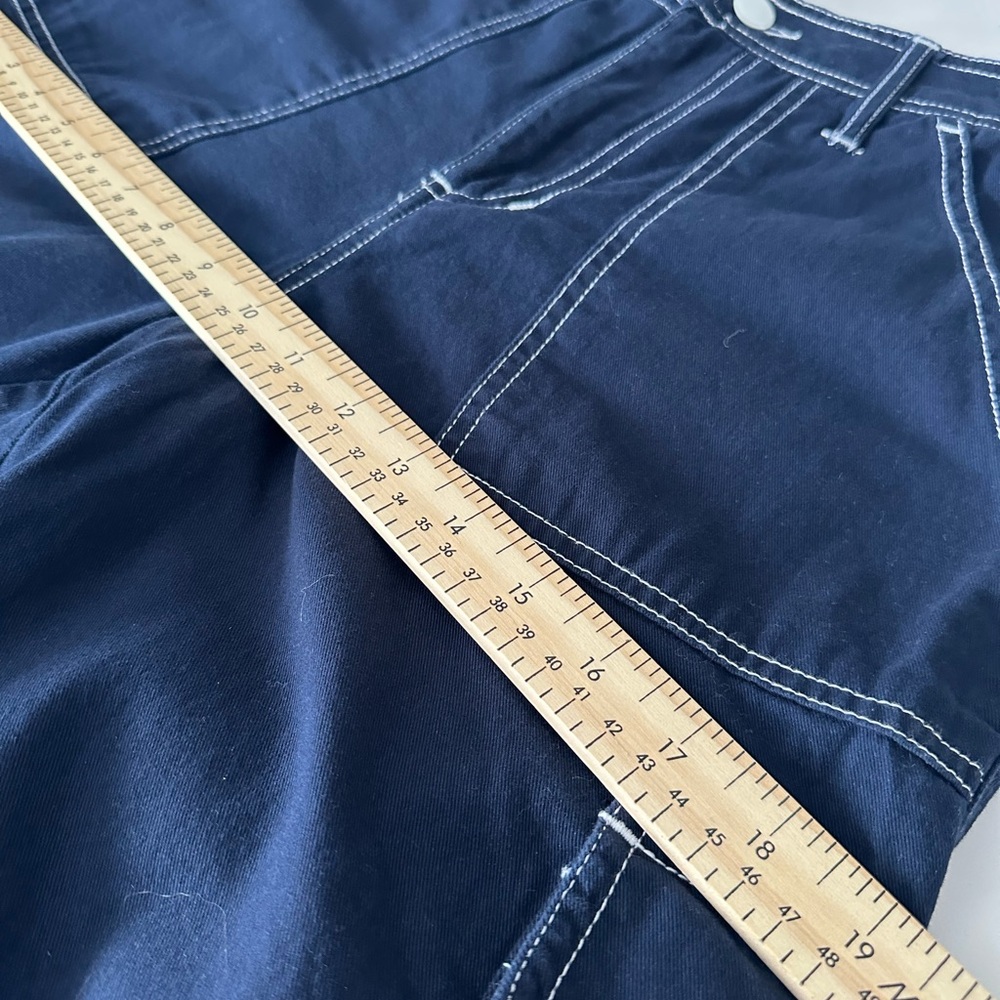 Wide Leg Cargo Pants Y2K Utility Navy Skater  Medium Streetwear - Picture 6 of 11
